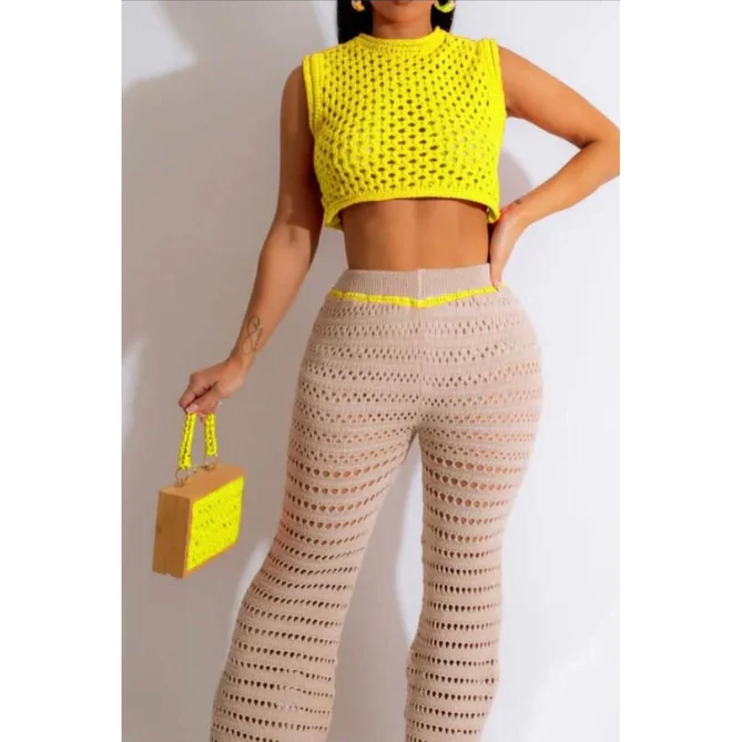 Thumbnail: Knitted Hand Hook Sleeveless 2 piece