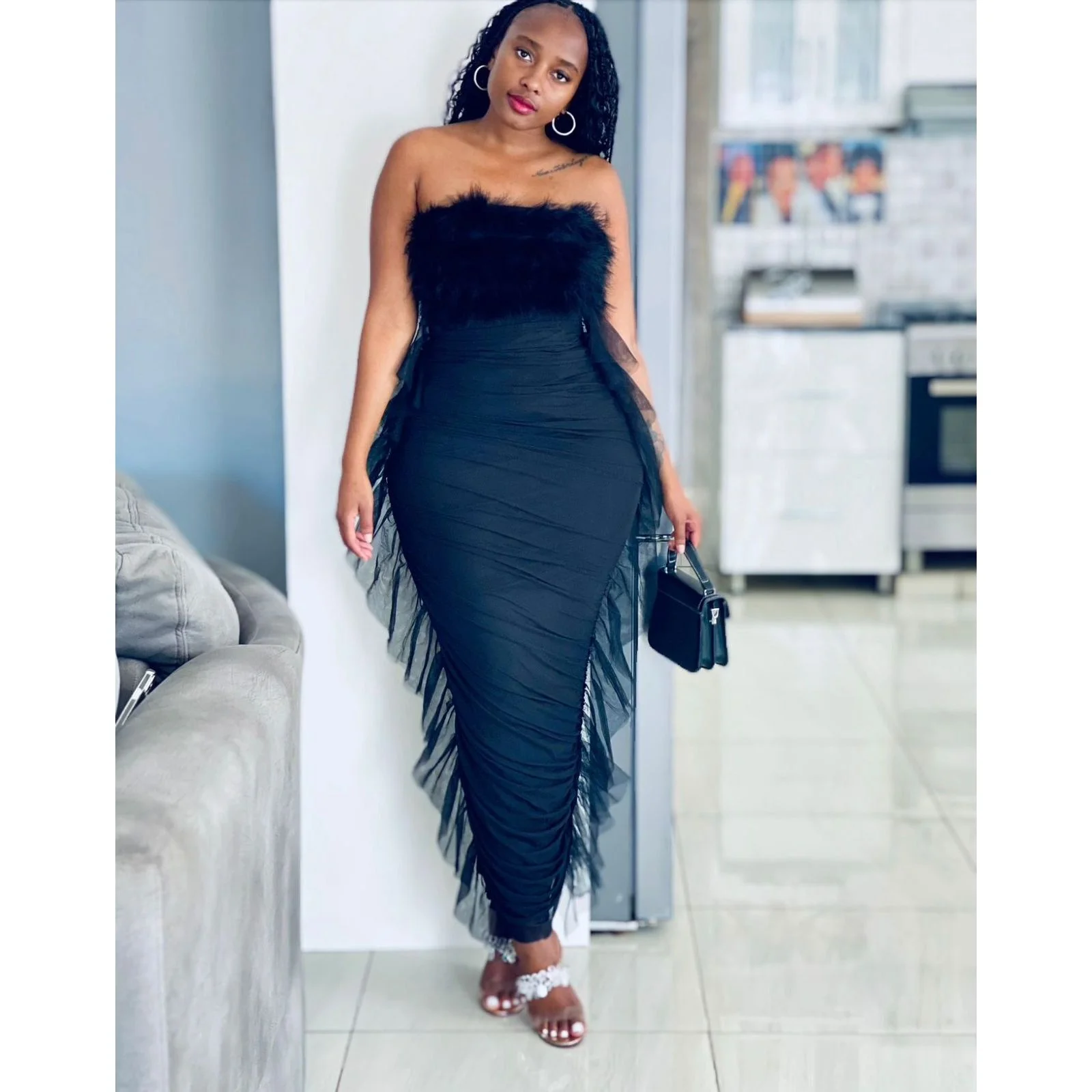 Thumbnail: Sexy Boobtube Fur Dress