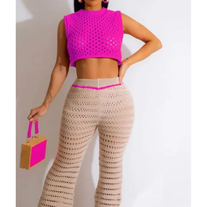Thumbnail: Knitted Hand Hook Sleeveless 2 piece
